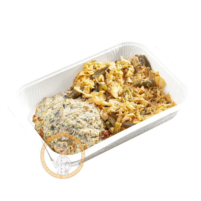 Ланч № 13 Куриная котлета с грибами и тушеными овощами 4
