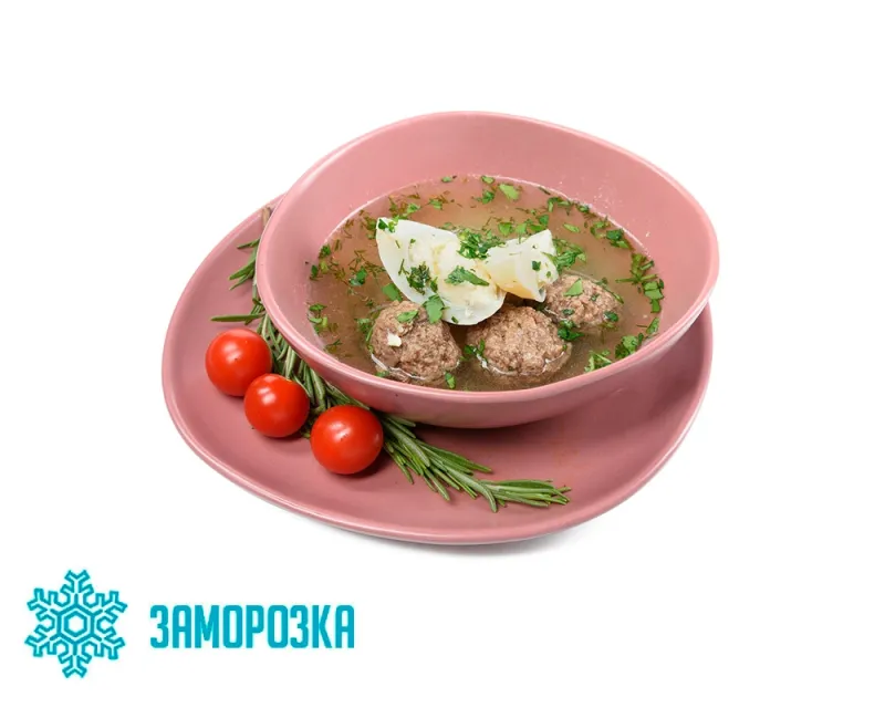 Суп № 06 Костный бульон с фрикадельками и яйцом 1