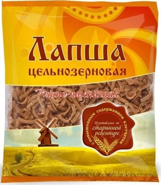 Лапша цельнозерновая ржано-пшеничная, 300 гр