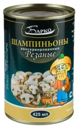 Шампиньоны резаные низкокалорийные, 425 гр