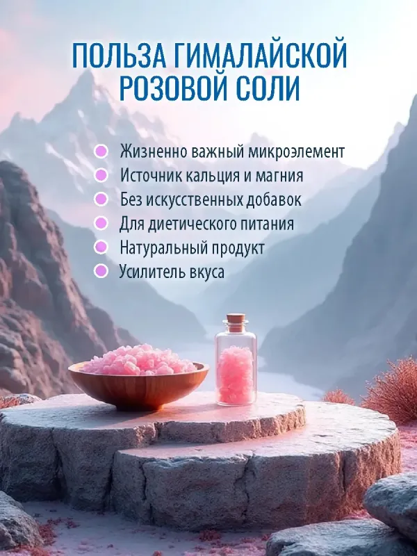 Соль гималайская розовая пищевая, 1000 гр 3