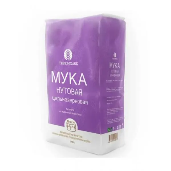 Мука нутовая (цельнозерновая) Твердохлеб, 500 гр 1