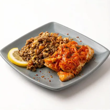 Ланч № 21 Рыба под маринадом с чечевицей и овощами