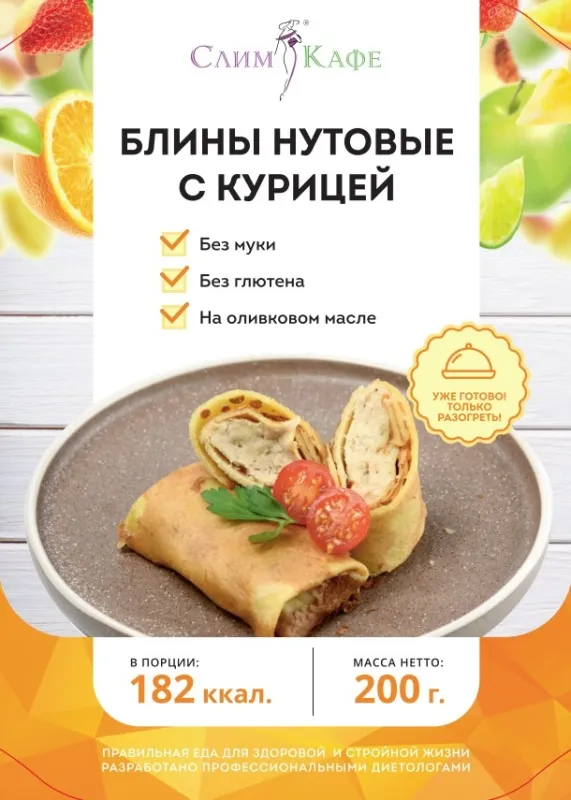 Завтрак № 04  Блины нутовые с курицей