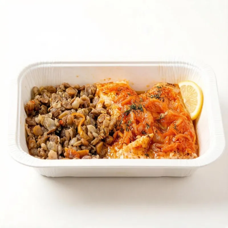 Ланч № 21 Рыба под маринадом с чечевицей и овощами 2