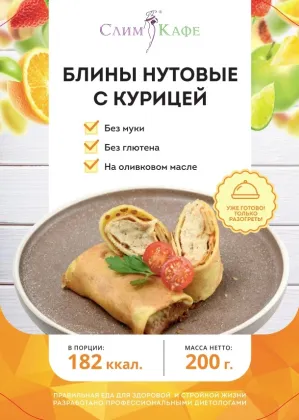 Завтрак № 04  Блины нутовые с курицей