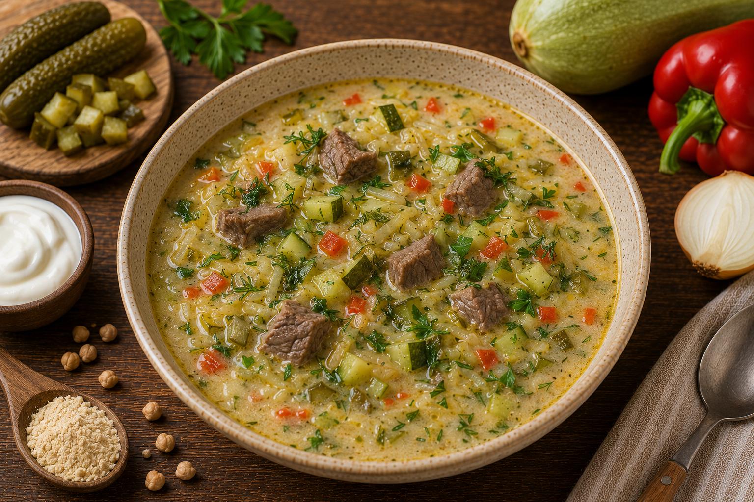 Рассольник с кабачками