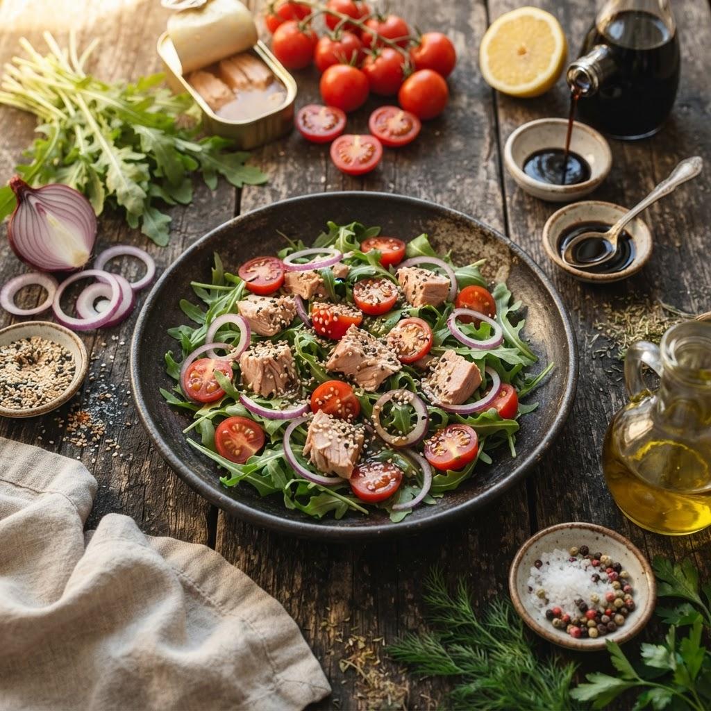 Салат с тунцом и рукколой