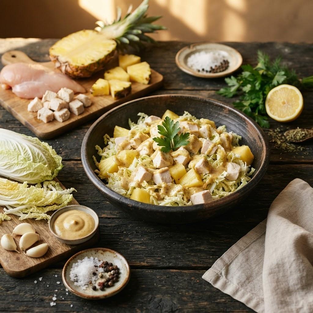 Салат из курицы, ананаса и пекинской капусты