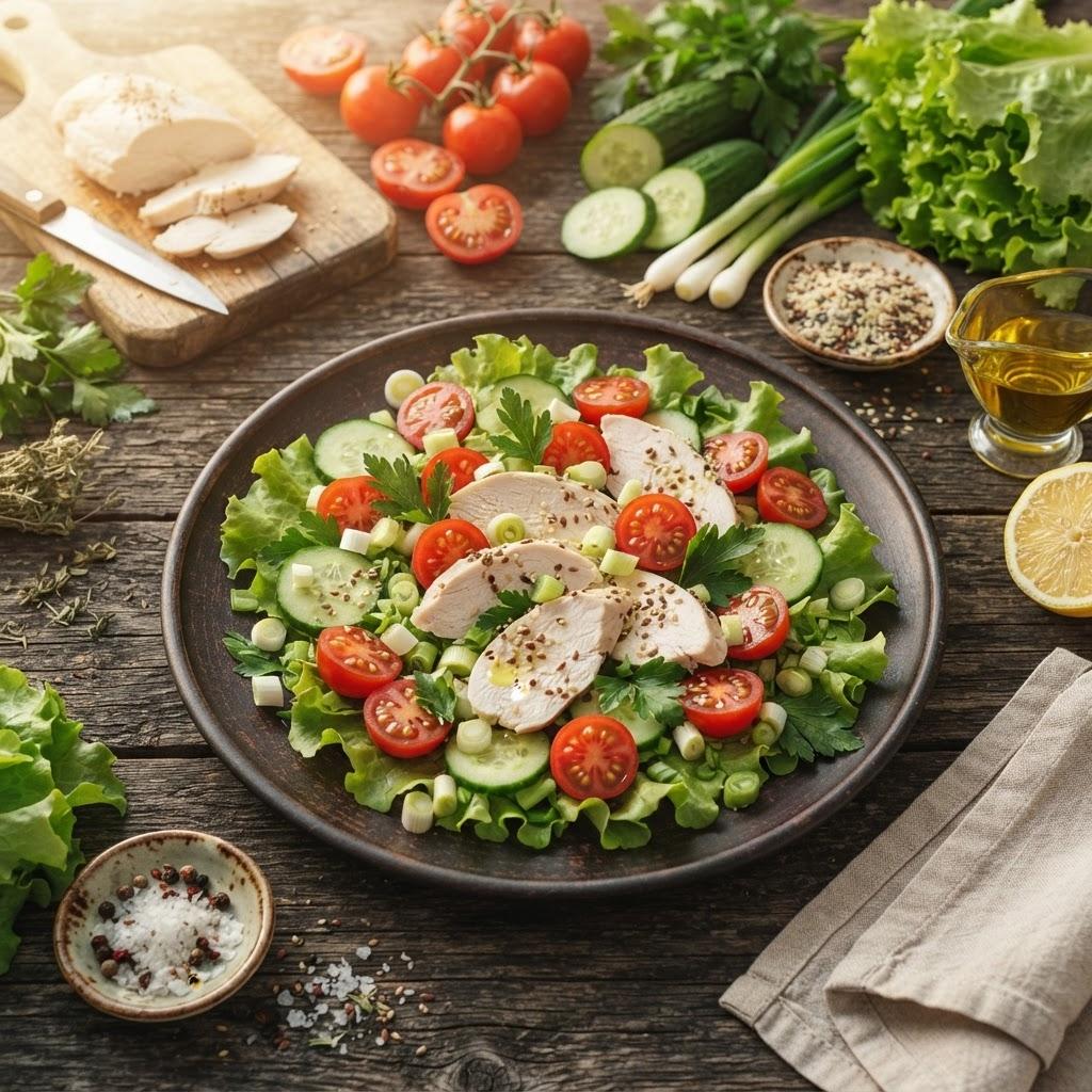 Салат из курицы и овощей