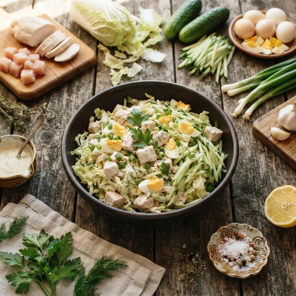 Салат из курицы и пекинской капусты