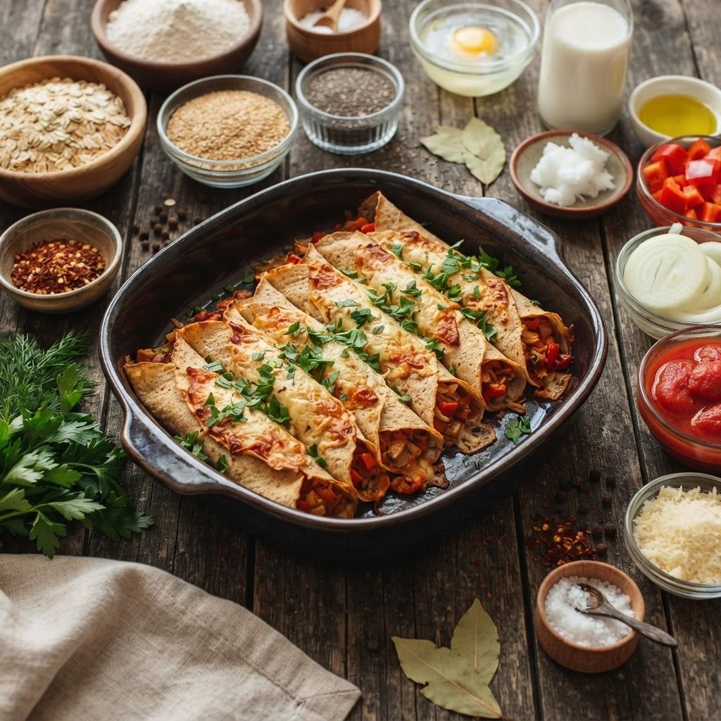 Блинчики из овсяных хлопьев с овощной начинкой