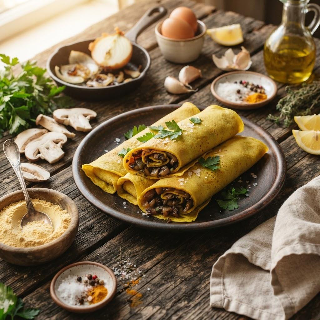 Блинчики нутовые с грибами