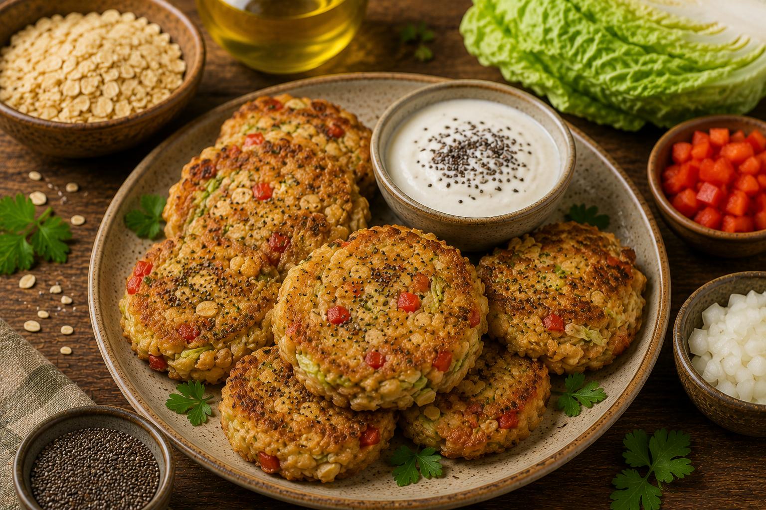 Котлеты из нутовых хлопьев с овощами