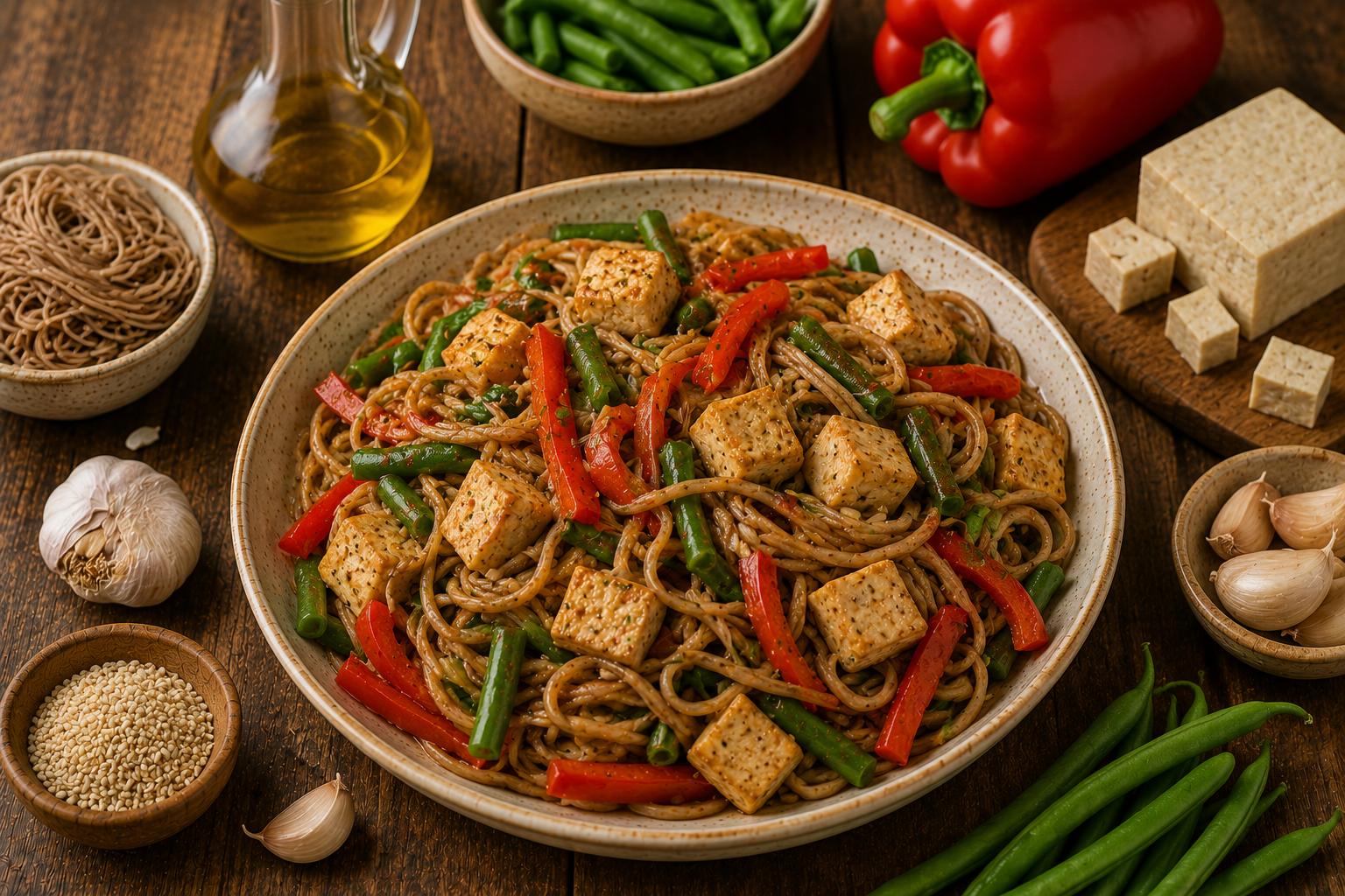 Лапша с тофу и овощами