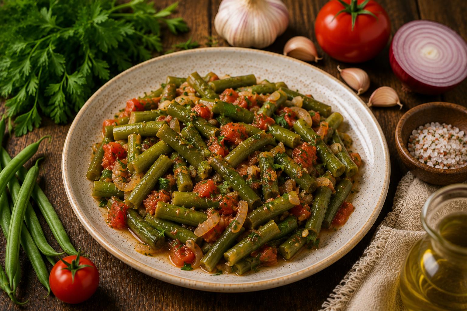 Тушеная стручковая фасоль