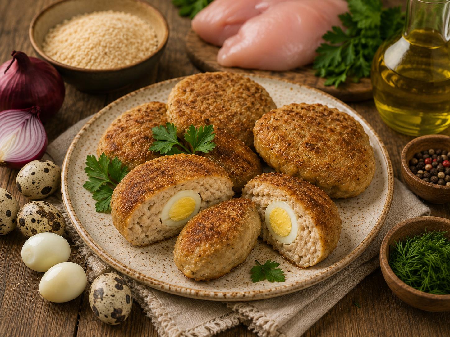 Зразы с перепелиным яйцом