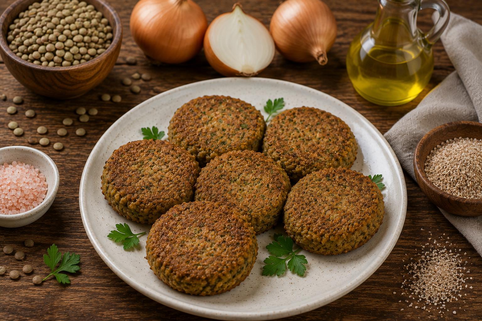 Котлеты из зелёной чечевицы с отрубями