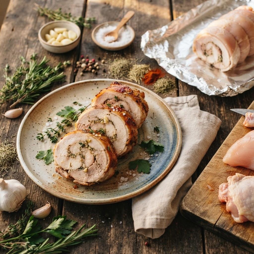 Куриный рулет в фольге в духовке