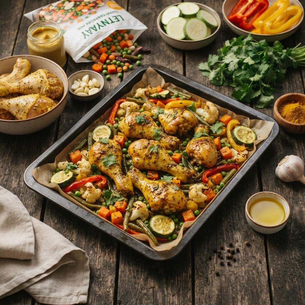 Куриные ножки с овощами в горчичном маринаде