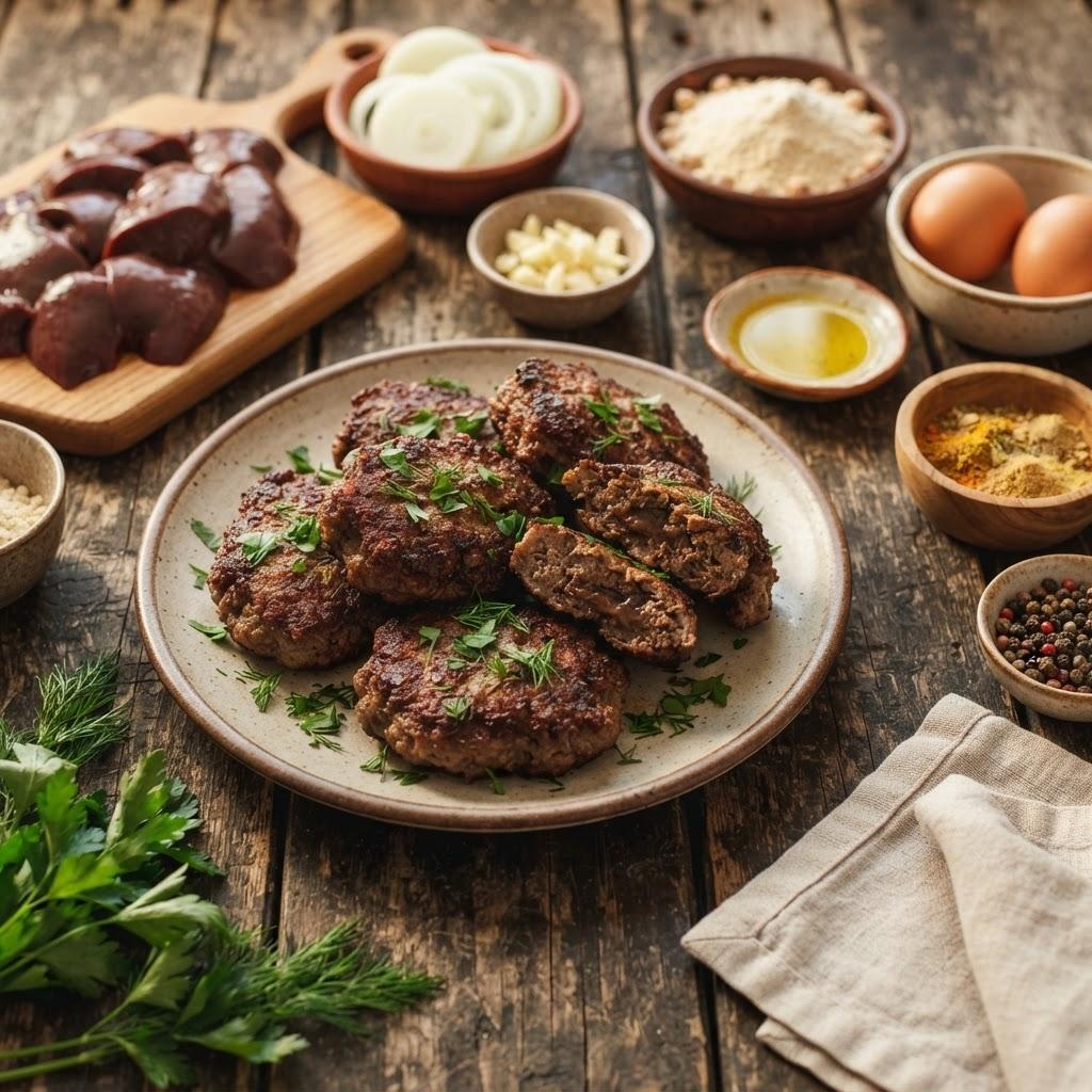 Котлеты из говяжьей печени с нутовой мукой