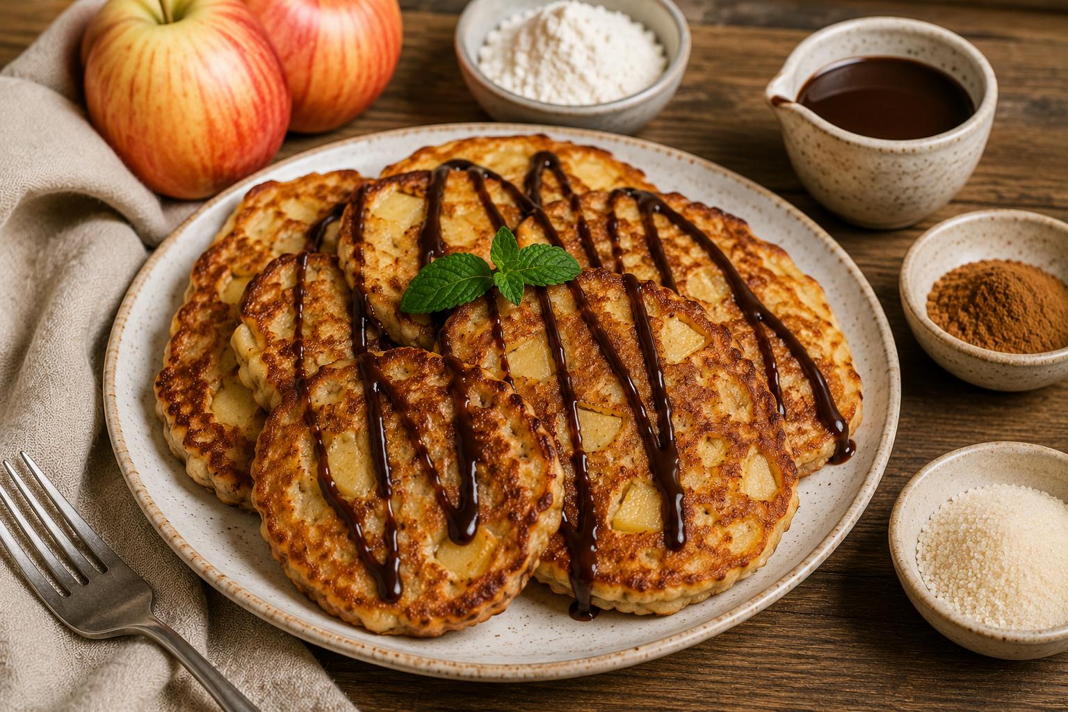 Яблочные оладьи с мукой конжак и корицей