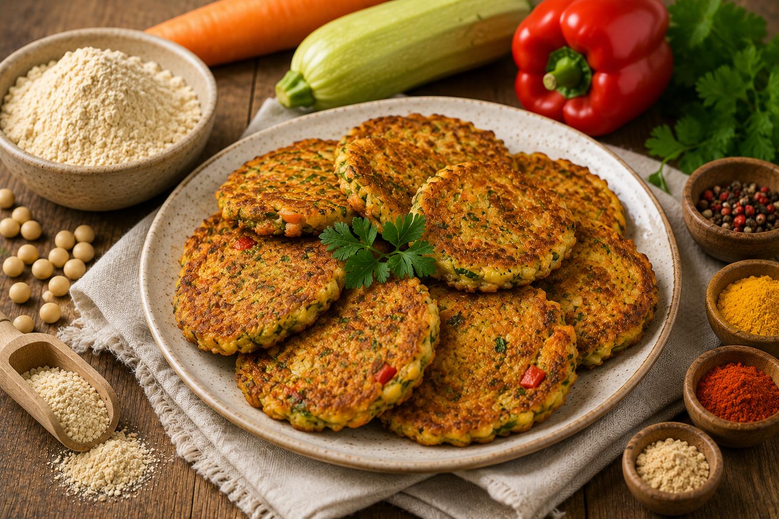 Лепёшки из соевой муки с овощами