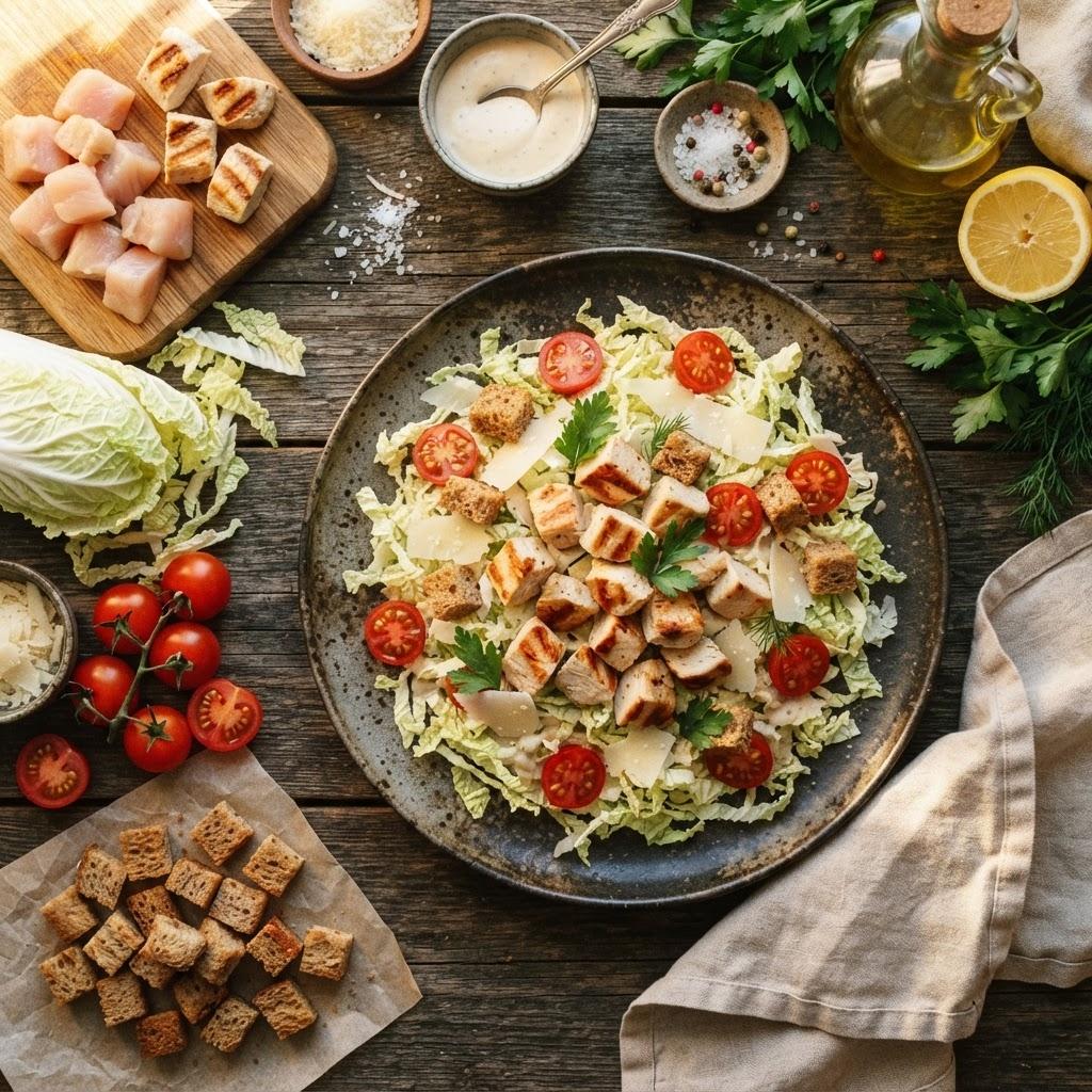 Лёгкий салат «Цезарь» с курицей