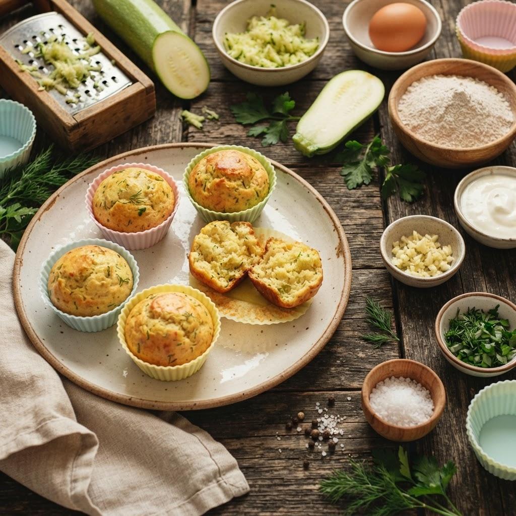 Кабачковые кексики с зеленью и чесноком