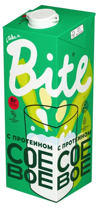 Молоко соевое Bite (без сахара), 1л 1