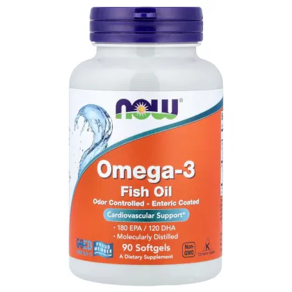 NOW Omega-3 (Омега-3) 1000мг, 90 капсул