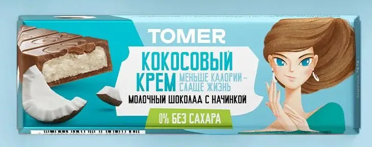Томер Батончик из шоколада с начинкой "Кокосовый крем", 55гр 1
