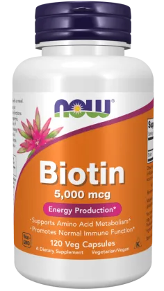 NOW BIOTIN (Биотин) 5000 мг, 120 капсул
