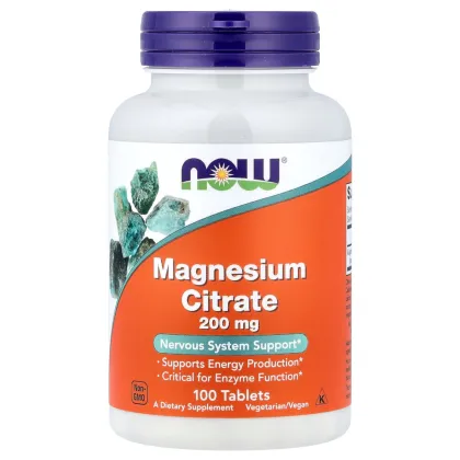 NOW MAGNESIUM CITRATE (Магния Цитрат) 200 мг, 100 таблеток