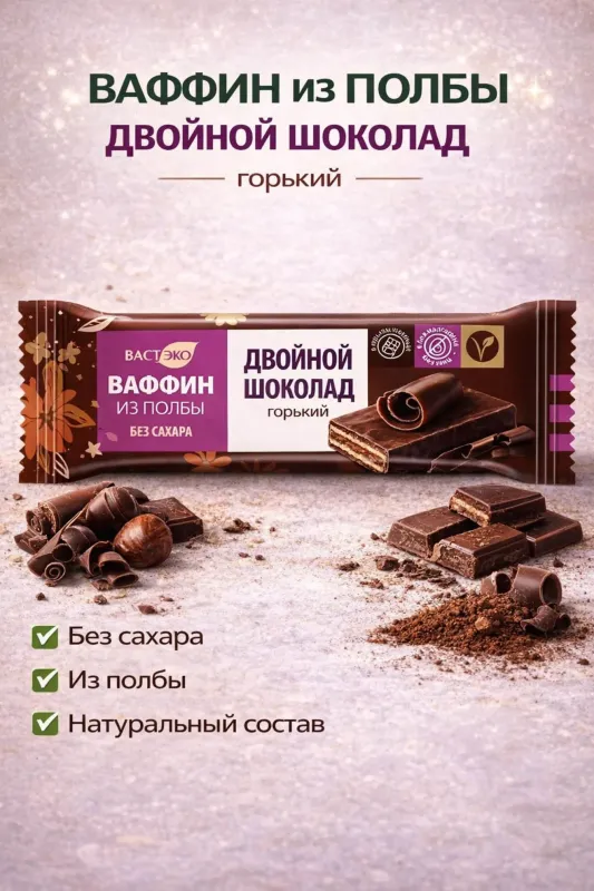 Ваффин в шоколаде без сахара "Двойной шоколад" 2