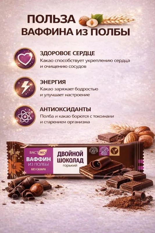 Ваффин в шоколаде без сахара "Двойной шоколад" 3