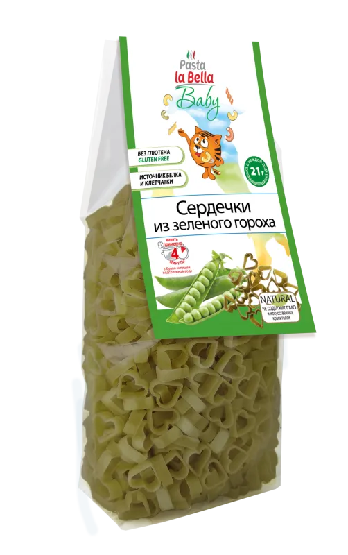 Сердечки из зеленого гороха "Pasta La Bella BABY", 250 гр 1