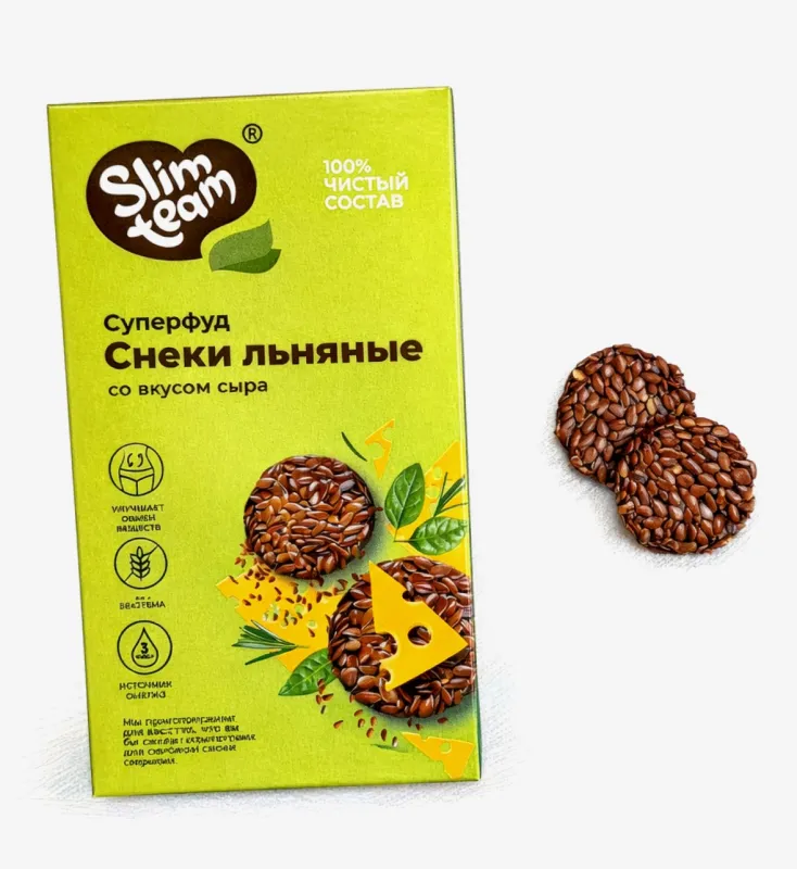 Снеки льняные со вкусом сыра, 70гр
