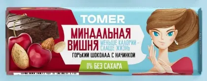 Томер Батончик из шоколада с начинкой "Миндальная вишня", 55гр