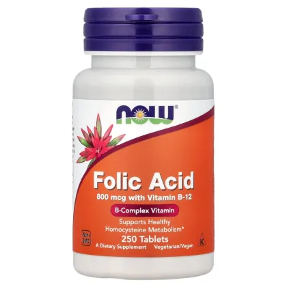 NOW Folic Acid (Фолиевая кислота) 800мг, 250 таблеток