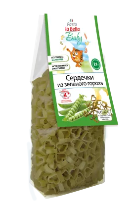 Сердечки из зеленого гороха "Pasta La Bella BABY", 250 гр